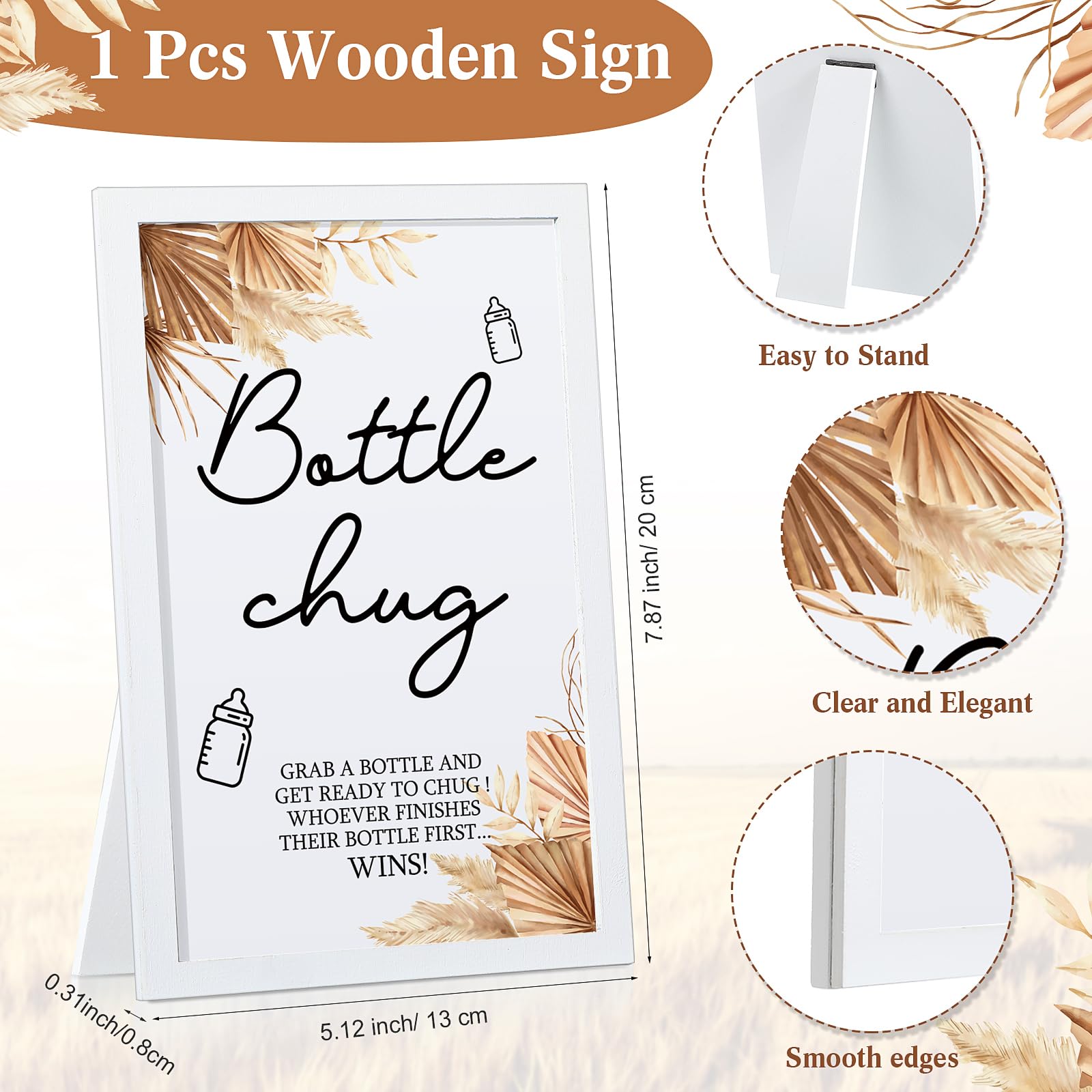 Roowest Bottle Chug Baby Shower Game Favors Including Boho Theme Bottle Chug Game Wooden Sign And 18 Pcs Pink Blue Baby Bottles